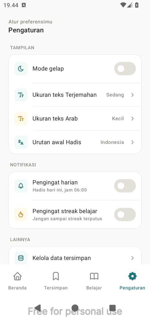 pengaturan hadisku concept
